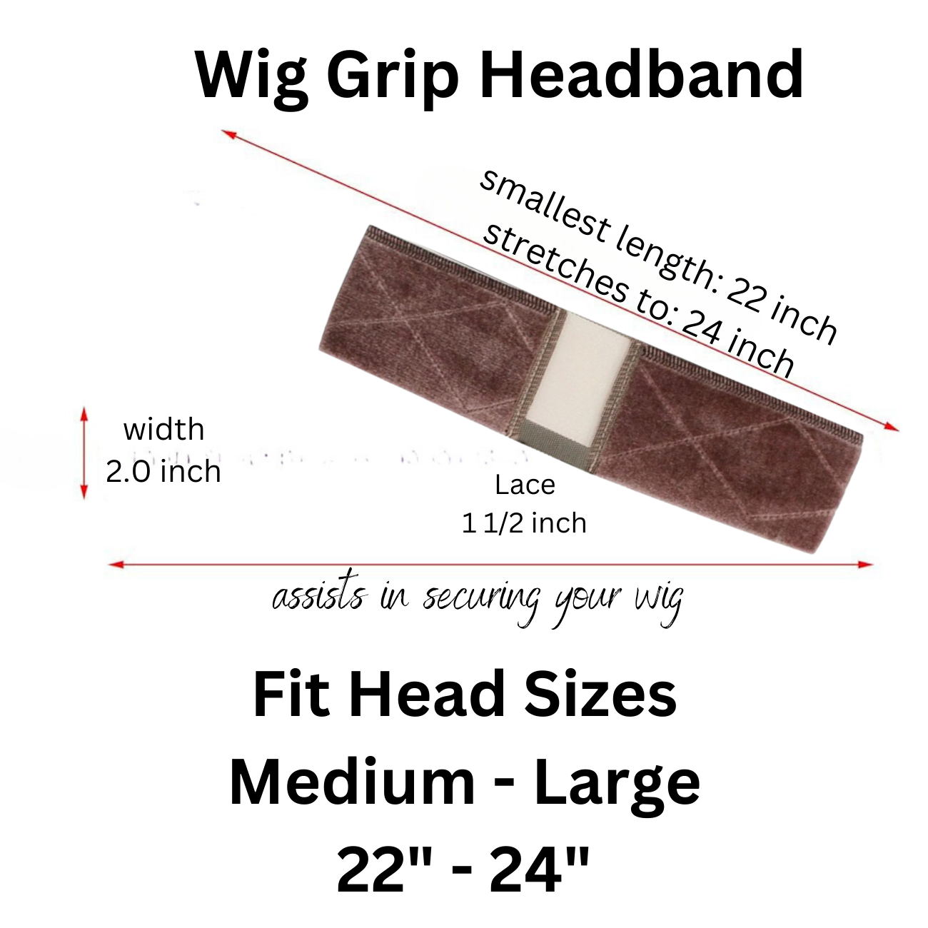 2 pcs Velvet Non Slip Wig Grip Band with Swiss Lace and Adjustable Velcro Strap The Boss Hair 14