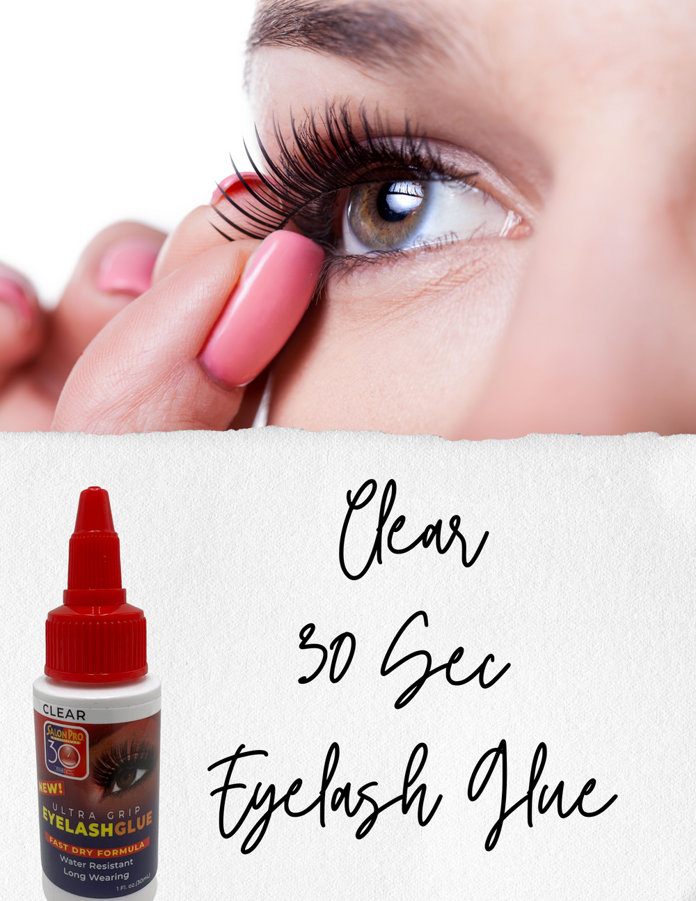 30 Sec Strip Eyelash Bond Black or Clear Strong All Day Hold for Eyelash Extension 1 fl oz/30 ml