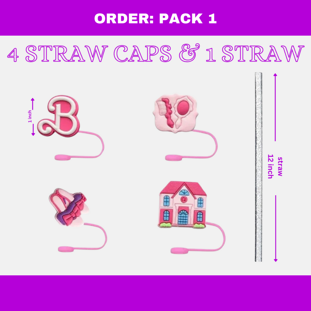 4pc Flower Straw Covers Straw Topper Reusable Dust Proof Straw Tips 6-8mm Plug Straw Covers 30 and 40 Oz Tumbler with Glittery Straw