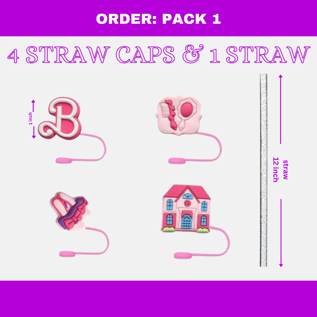 4pc Flower Straw Covers Straw Topper Reusable Dust Proof Straw Tips 6-8mm Plug Straw Covers 30 and 40 Oz Tumbler with Glittery Straw The Boss Hair 14