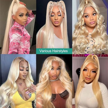 613 Lace Front Wig Human Hair 13x6 Transparent Lace Straight Blonde Lace Front Wigs Human Hair 613 HD Lace Frontal Wig 180% Density Pre Plucked with Baby Hair Blonde Wig Human Hair 24 Inch