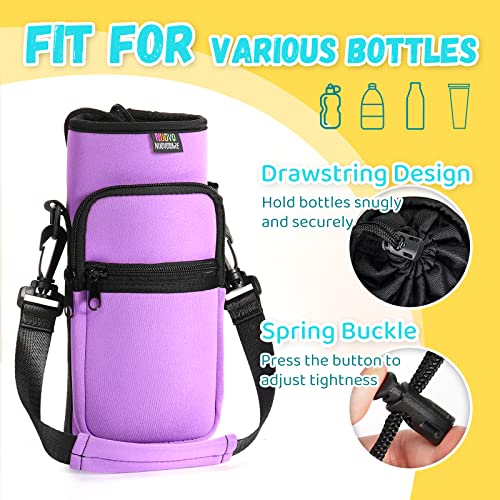 Nuovoware Water Bottle Carrier Bag, 25oz/32oz Bottle Pouch Holder, Adjustable Shoulder Hand Strap 2 Pocket Sling Neoprene Sleeve Sports Water Bottle Accessories for Hiking Travelling Camping