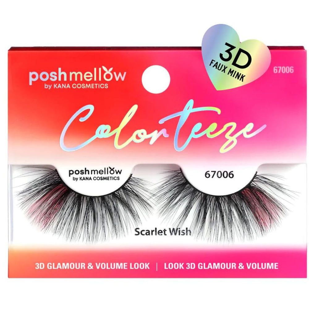 BUY 1 GET 1 FREE Poshmellow Color Teeze Faux Mink Eyelashes 3D Glamour & Volume Reusable Natural Look Soft & Colorful Easy to Apply