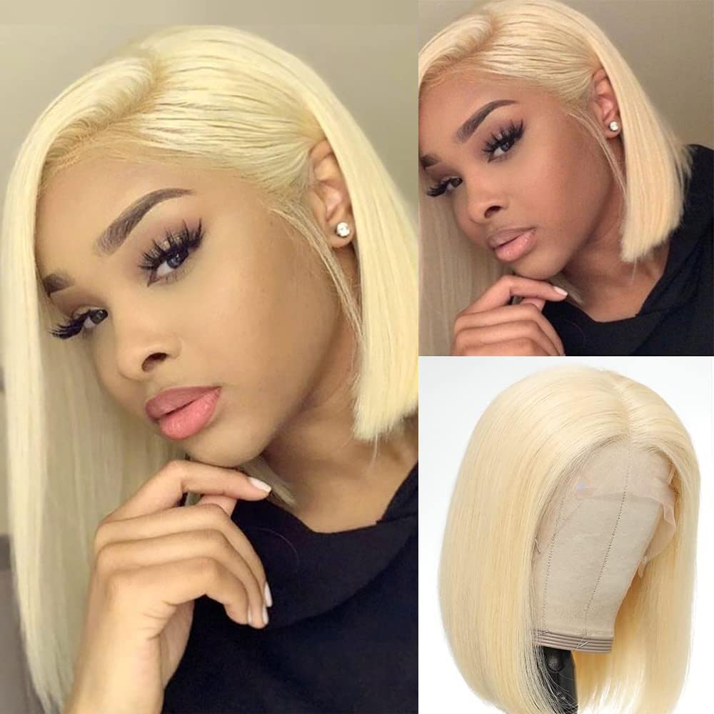 613 Lace Front Wig Human Hair 13x6 Transparent Lace Straight Blonde Lace Front Wigs Human Hair 613 HD Lace Frontal Wig 180% Density Pre Plucked with Baby Hair Blonde Wig Human Hair 24 Inch