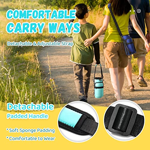 Nuovoware Water Bottle Carrier Bag, 25oz/32oz Bottle Pouch Holder, Adjustable Shoulder Hand Strap 2 Pocket Sling Neoprene Sleeve Sports Water Bottle Accessories for Hiking Travelling Camping