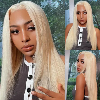 613 Lace Front Wig Human Hair 13x6 Transparent Lace Straight Blonde Lace Front Wigs Human Hair 613 HD Lace Frontal Wig 180% Density Pre Plucked with Baby Hair Blonde Wig Human Hair 24 Inch