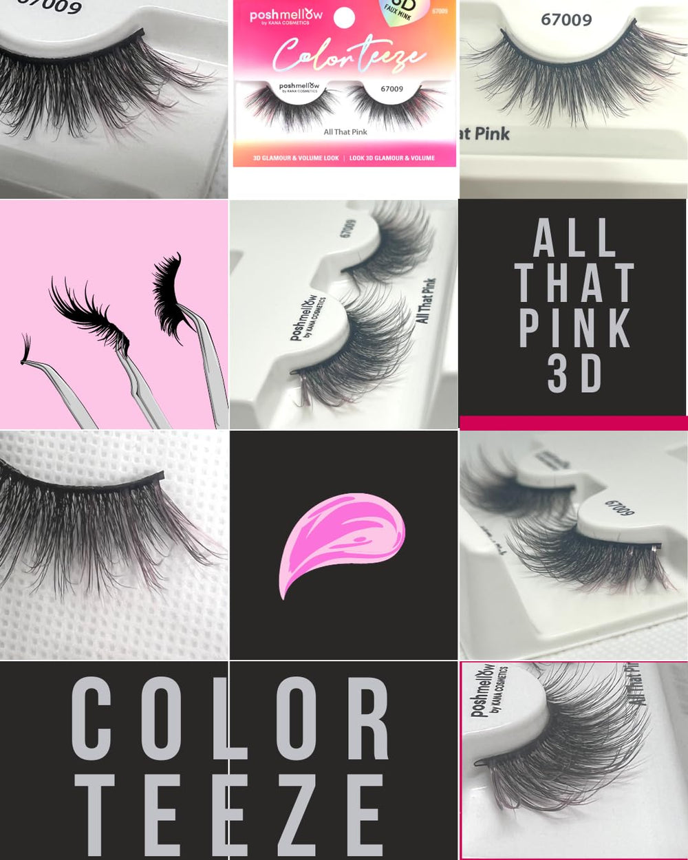 BUY 1 GET 1 FREE Poshmellow Color Teeze Faux Mink Eyelashes 3D Glamour & Volume Reusable Natural Look Soft & Colorful Easy to Apply