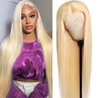 613 Lace Front Wig Human Hair 13x6 Transparent Lace Straight Blonde Lace Front Wigs Human Hair 613 HD Lace Frontal Wig 180% Density Pre Plucked with Baby Hair Blonde Wig Human Hair 24 Inch