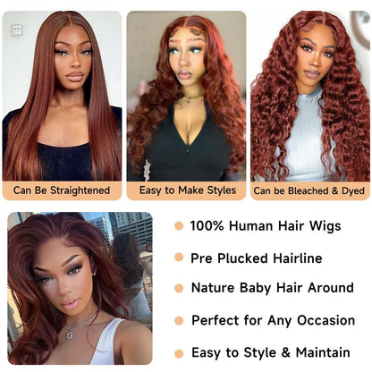 Red Lace Front Wigs Human Hair Pre Plucked 13x4 HD Colored Human Hair Lace Front Wigs Red Body Wave Lace Front Wigs Human Hair Red Frontal Wigs Human Hair 180% Density Red Wig Human Hair 24 Inch