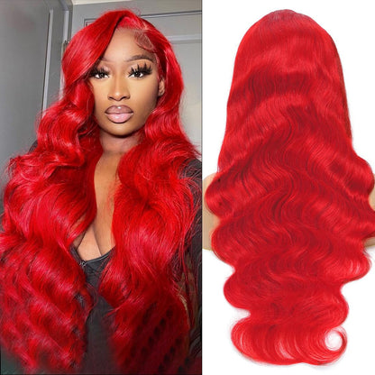 Red Lace Front Wigs Human Hair Pre Plucked 13x4 HD Colored Human Hair Lace Front Wigs Red Body Wave Lace Front Wigs Human Hair Red Frontal Wigs Human Hair 180% Density Red Wig Human Hair 24 Inch