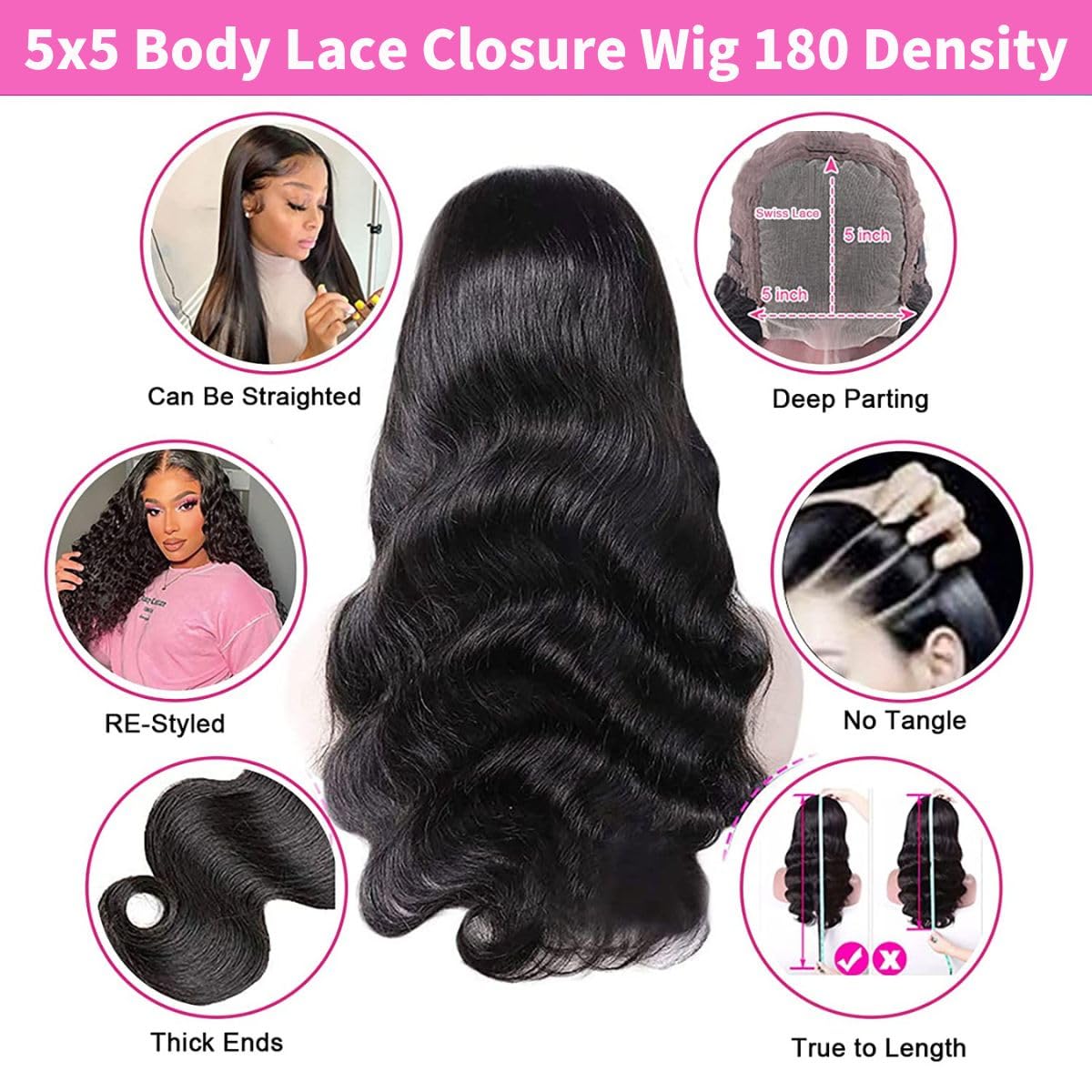 Ombre Ash Blonde Pink Lace Front Wig Human Hair 13x4 Skunk Stripe Highlight Colored Body Wave HD Frontal Wigs Human Hair 180% Density Pre Plucked with Baby Hair Pink Balayage Glueless Wig 22 Inch