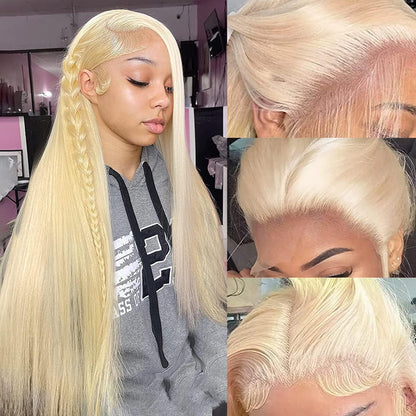 613 Lace Front Wig Human Hair 13x6 Transparent Lace Straight Blonde Lace Front Wigs Human Hair 613 HD Lace Frontal Wig 180% Density Pre Plucked with Baby Hair Blonde Wig Human Hair 24 Inch