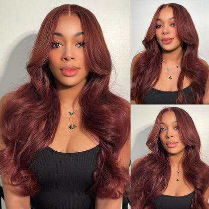 Red Lace Front Wigs Human Hair Pre Plucked 13x4 HD Colored Human Hair Lace Front Wigs Red Body Wave Lace Front Wigs Human Hair Red Frontal Wigs Human Hair 180% Density Red Wig Human Hair 24 Inch