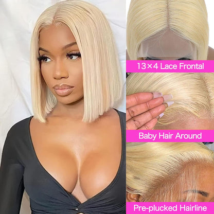 613 Lace Front Wig Human Hair 13x6 Transparent Lace Straight Blonde Lace Front Wigs Human Hair 613 HD Lace Frontal Wig 180% Density Pre Plucked with Baby Hair Blonde Wig Human Hair 24 Inch