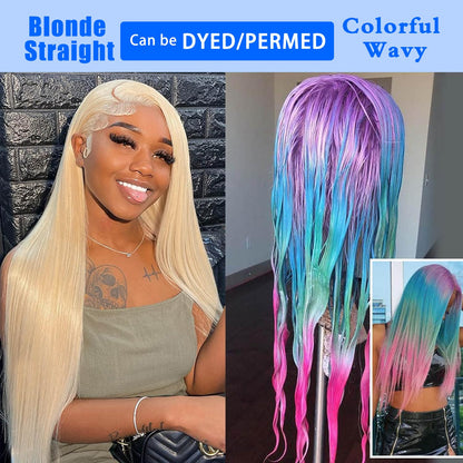 613 Lace Front Wig Human Hair 13x6 Transparent Lace Straight Blonde Lace Front Wigs Human Hair 613 HD Lace Frontal Wig 180% Density Pre Plucked with Baby Hair Blonde Wig Human Hair 24 Inch