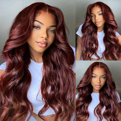 Red Lace Front Wigs Human Hair Pre Plucked 13x4 HD Colored Human Hair Lace Front Wigs Red Body Wave Lace Front Wigs Human Hair Red Frontal Wigs Human Hair 180% Density Red Wig Human Hair 24 Inch