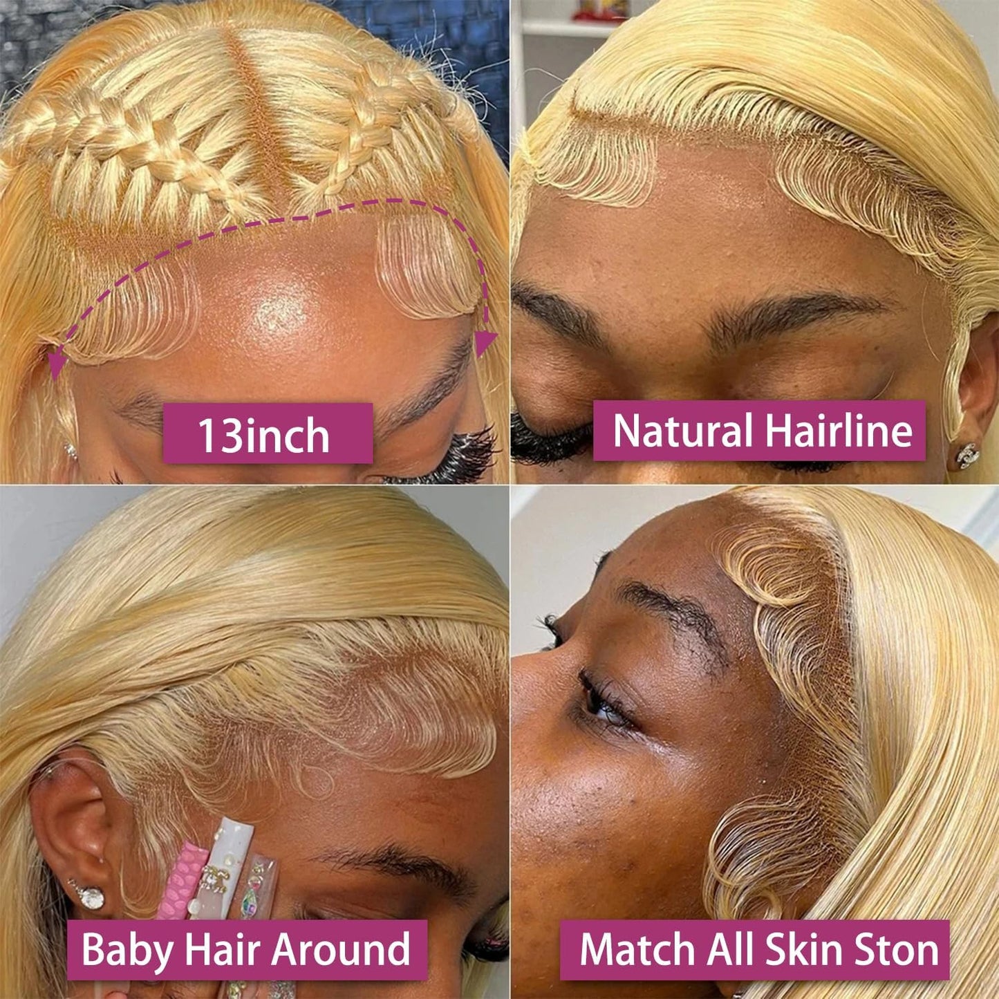 613 Lace Front Wig Human Hair 13x6 Transparent Lace Straight Blonde Lace Front Wigs Human Hair 613 HD Lace Frontal Wig 180% Density Pre Plucked with Baby Hair Blonde Wig Human Hair 24 Inch