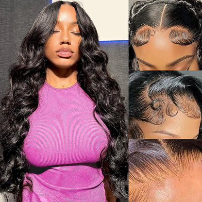 Highlight Ombre Full 13x4 Lace Front Body Wave Wigs Human Hair 4/27 HD Transparent 13x4 Full Frontal Wig Pre Plucked 13x4 Highlight Body Wave Bleached Knots Tiny Knots Hair 200% Density 26 Inch