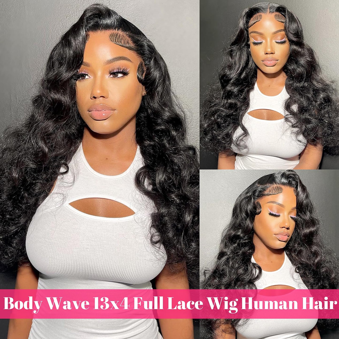 Highlight Ombre Full 13x4 Lace Front Body Wave Wigs Human Hair 4/27 HD Transparent 13x4 Full Frontal Wig Pre Plucked 13x4 Highlight Body Wave Bleached Knots Tiny Knots Hair 200% Density 26 Inch