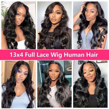 Highlight Ombre Full 13x4 Lace Front Body Wave Wigs Human Hair 4/27 HD Transparent 13x4 Full Frontal Wig Pre Plucked 13x4 Highlight Body Wave Bleached Knots Tiny Knots Hair 200% Density 26 Inch