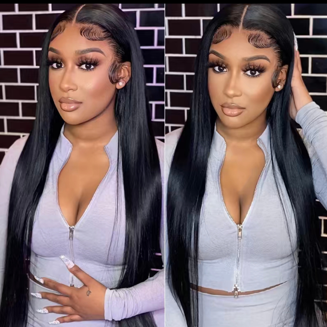 13x4  Straight Full Frontal Lace Wigs Transparent Lace Small Cap Human Hair 20"~24" 210% Density