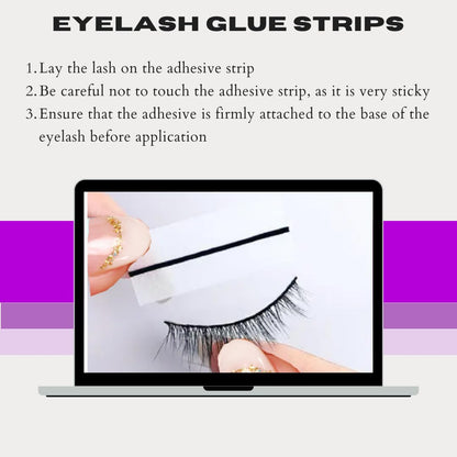 Eyelash Bond Strips 40 Pcs, Black Waterproof for Strip Lashes Self-Sticking Strips Suitable for All Strip False Eyelashes