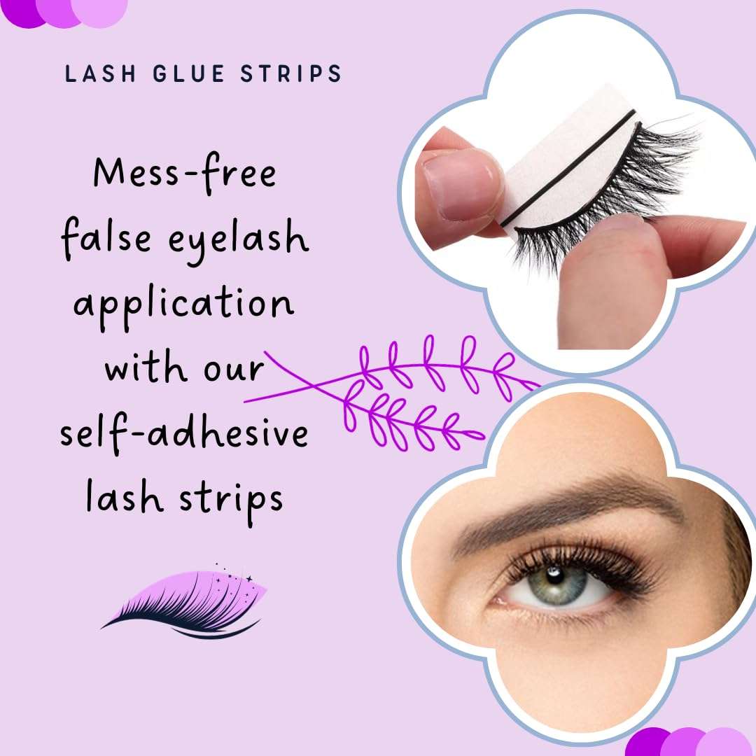 Eyelash Bond Strips 40 Pcs, Black Waterproof for Strip Lashes Self-Sticking Strips Suitable for All Strip False Eyelashes