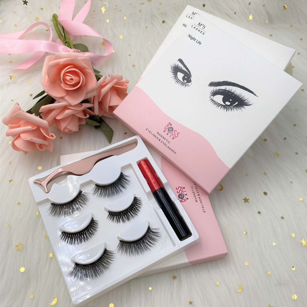 Magnetic Eyelashes 3 Pair with Liner and Lash Applicator Tool