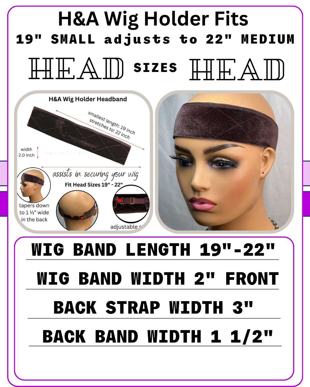 Non Slip Wig Grip Small Adjusts to Medium Headband Secures Wig Front 4in Silk Section Wear & Go Lace Wigs The Boss Hair 1