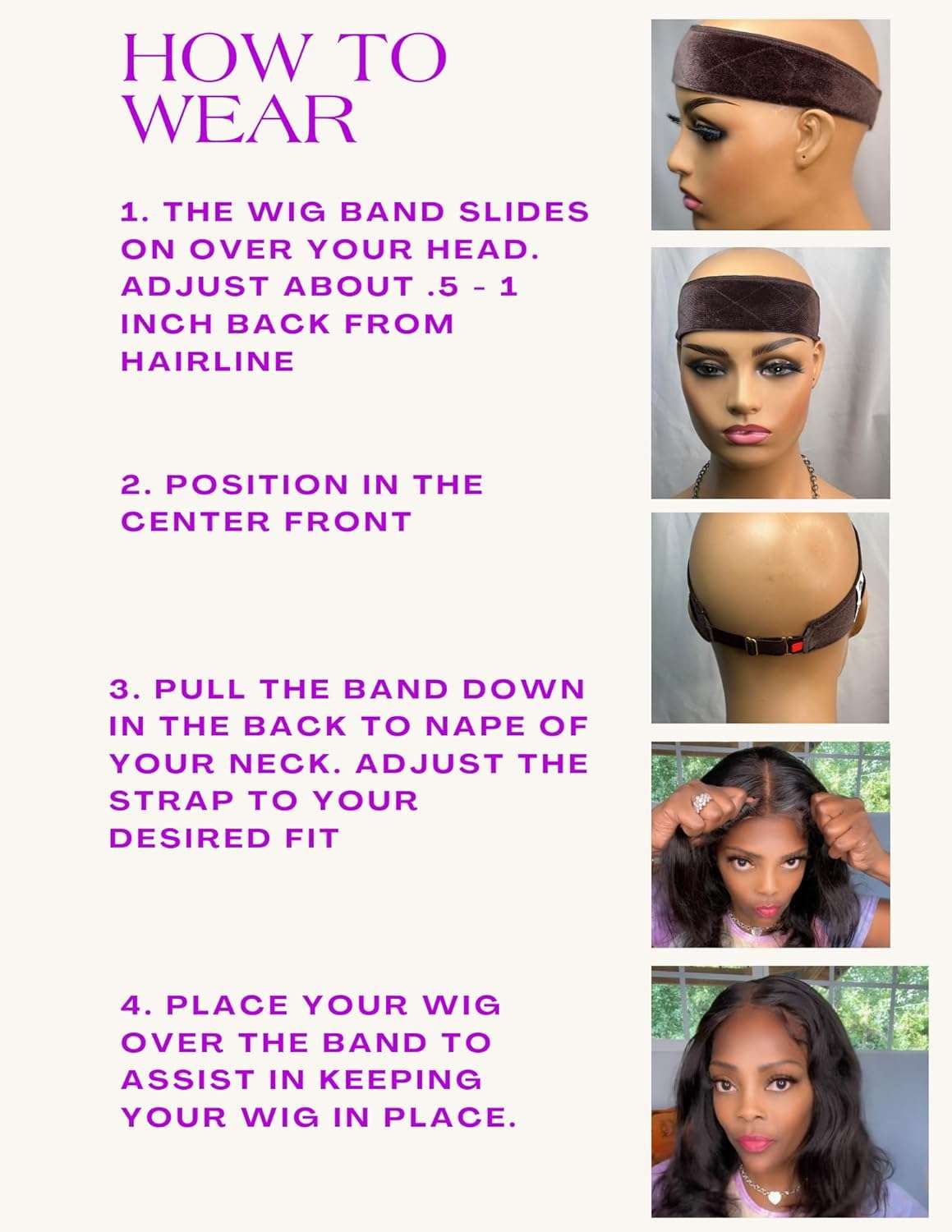 Non Slip Wig Grip Small Adjusts to Medium Headband Secures Wig Front 4in Silk Section Wear & Go Lace Wigs The Boss Hair 1