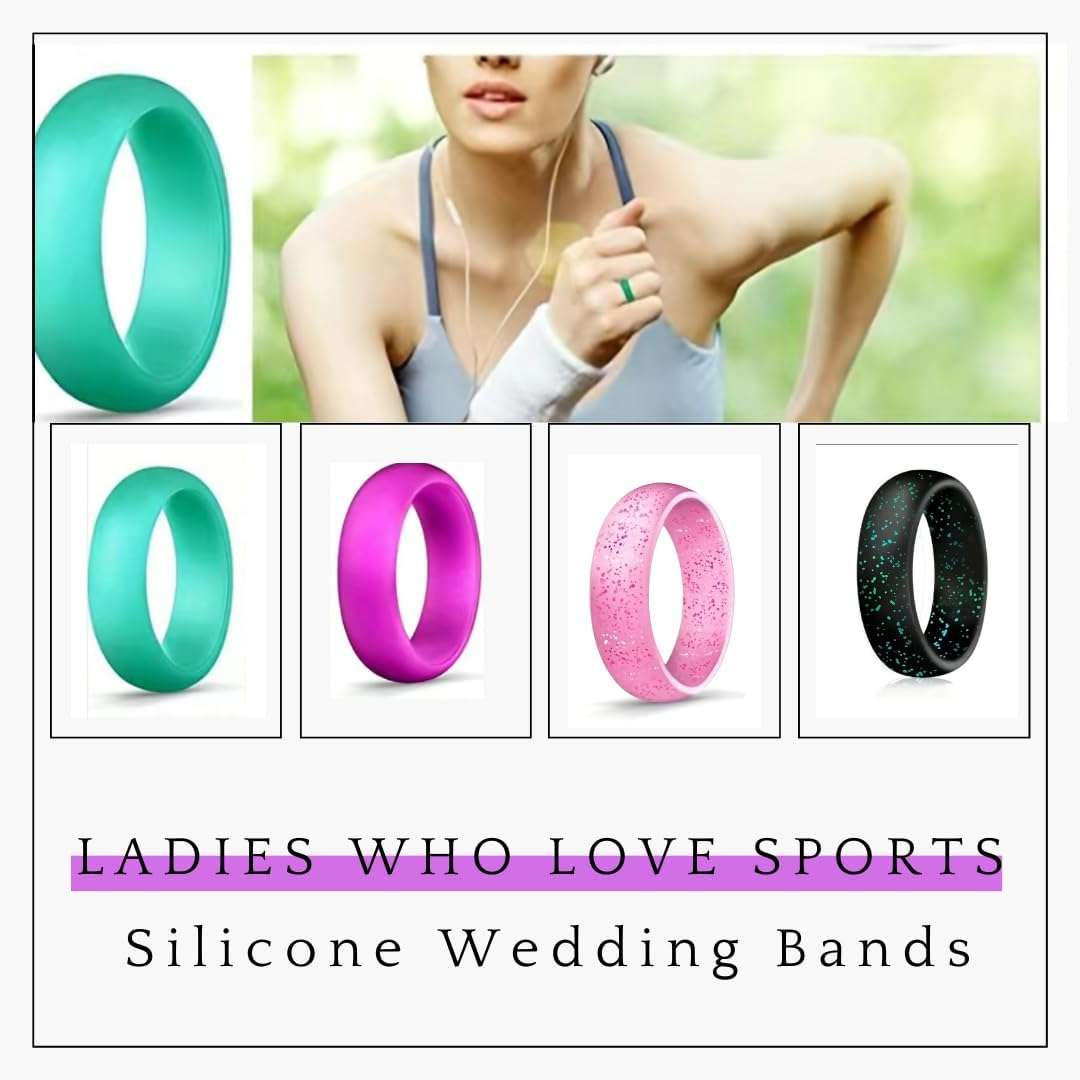 Outdoor Sport Silicone Wedding Band Etched Floral Vine for Him and Her Thin Comfortable Durable Flexible Fashion Finger Rings Stackable for Physical Activity (Amazon) The Boss Hair 14