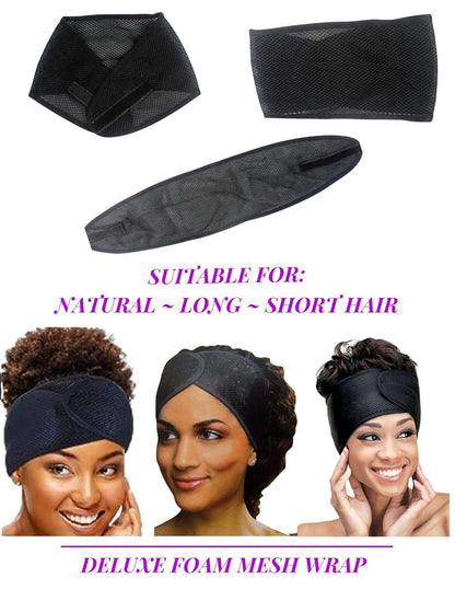 Deluxe Adjustable Mesh Headband Head Wrap Hair Scarf Night Cap (qty 1)