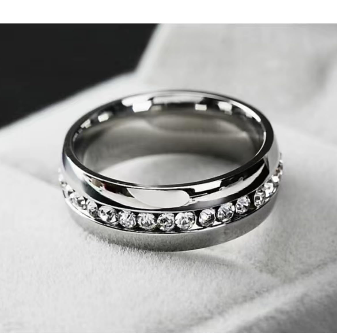 Wedding Band Made Of Titanium Paved A Row Of Shining Zircon Silvery Engagement Ring sizes 10 and 11 (Amazon) The Boss Hair 15