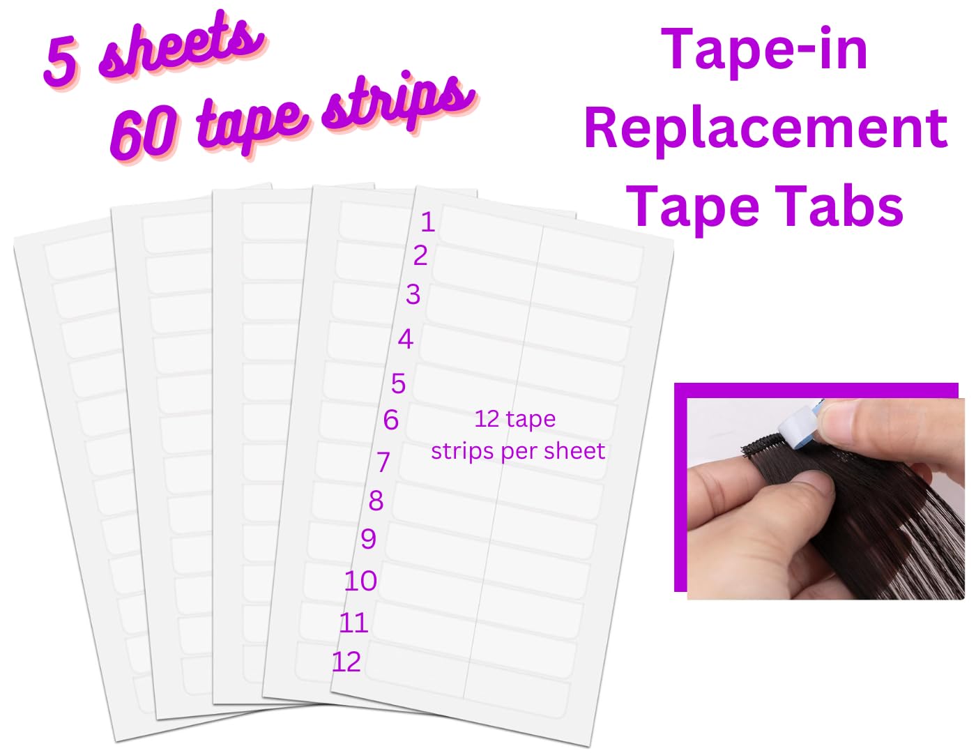 Tape In Hair Extensions Replacement Tape Strips Double Sided